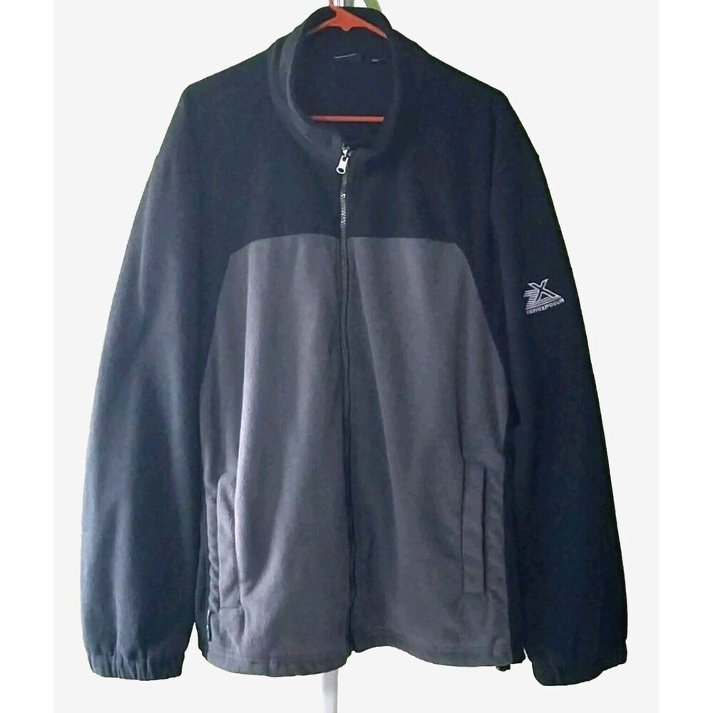 Men XXL Fleece Jacket ZeroXposur Full Zip Up Black Gray Academia Coach Dad Comfy